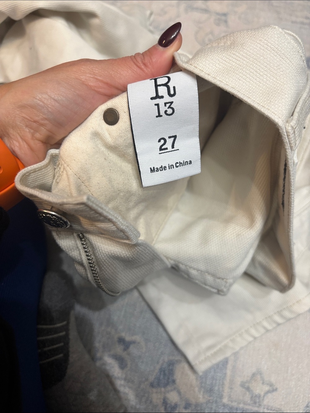 R13 womans Off-White boyfriend corduroy